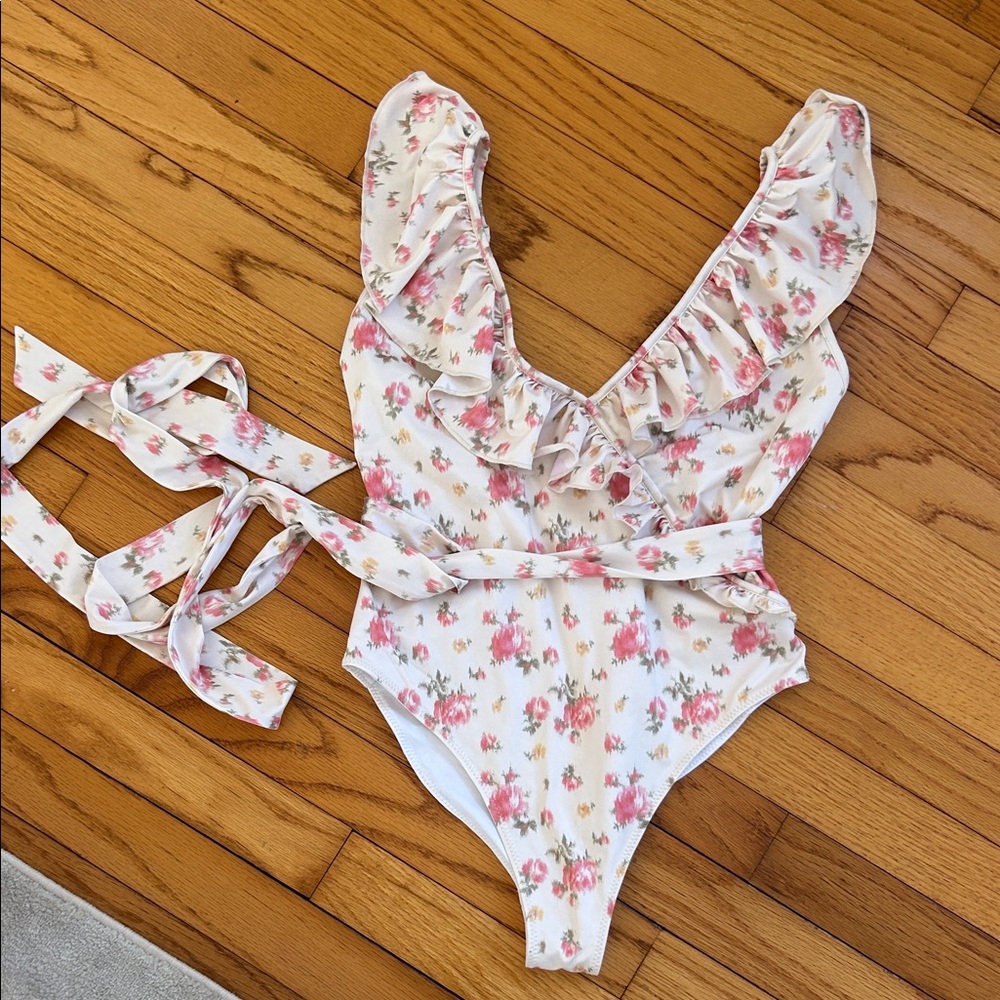 LoveShackFancy White Floral Swimsuit